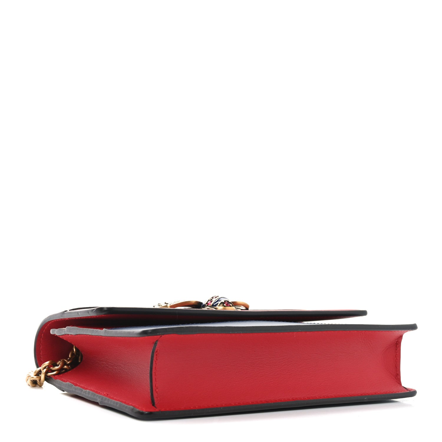Gucci Calfskin Queen Margaret Chain Wallet Blue Agata Hibiscus Red Mystic White 4 of 10
