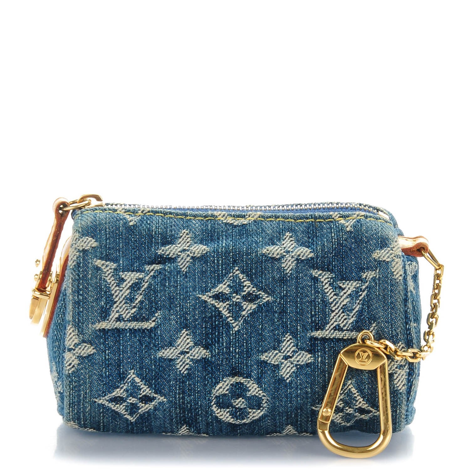 Louis Vuitton Monogram Denim Pochette Speedy PM Key Holder Blue 1 of 6