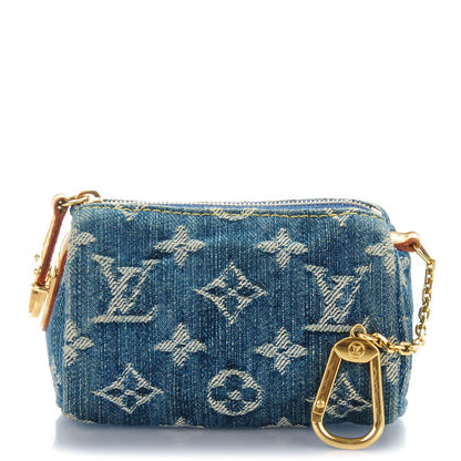 Louis Vuitton Monogram Denim Pochette Speedy PM Key Holder Blue 1 of 6