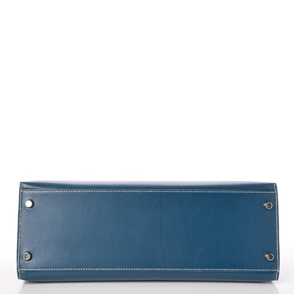 Hermes Tadelakt Kelly Sellier 32 Bleu Thalassa 6 of 33