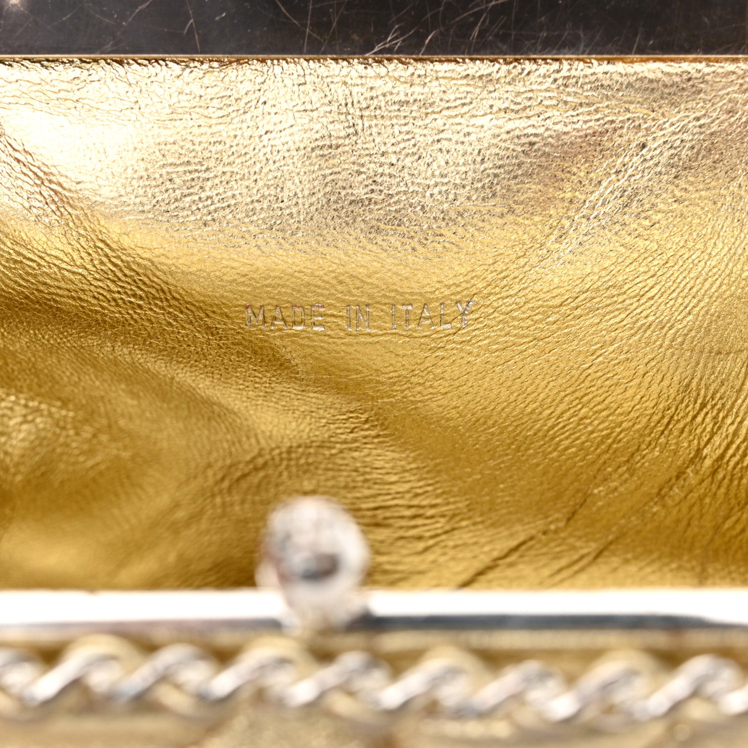 Chanel Metallic Lambskin Quilted Chain Around Kiss Lock Evening Clutch Gold 8 of 15