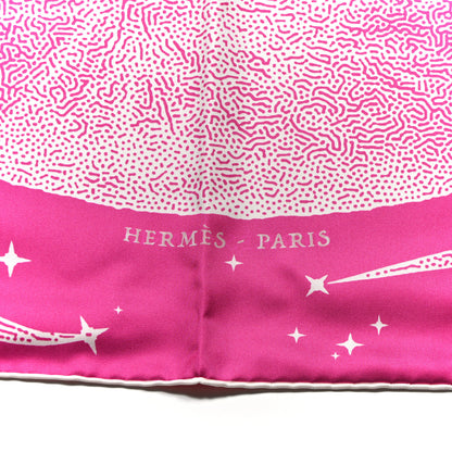 Hermes Silk Clair De Lune Double Face Scarf 90 Rose Vif White Rouge 3 of 7