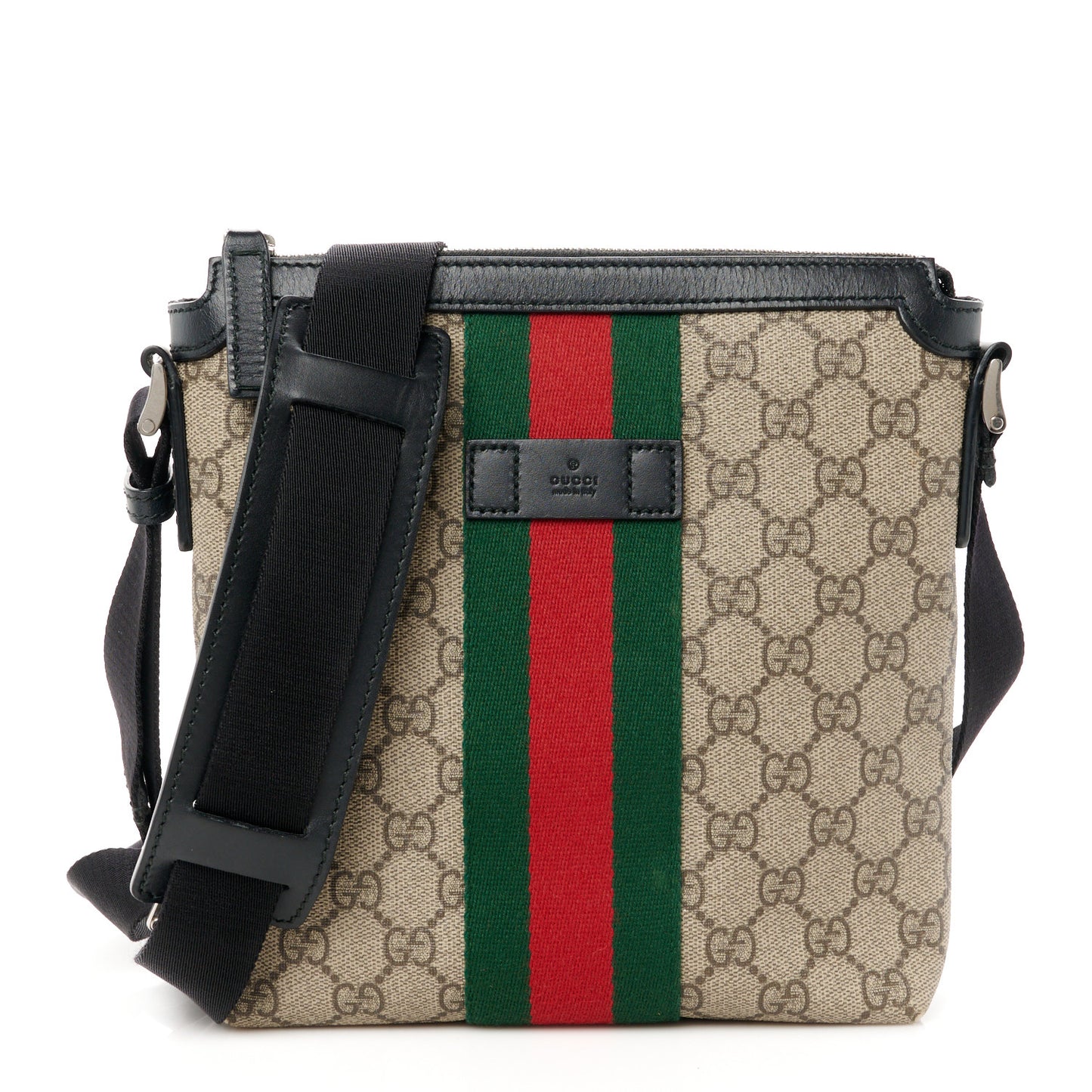 GG Supreme Monogram Web Messenger Bag Black