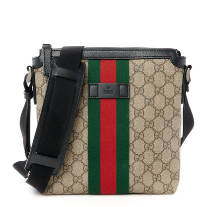 Gucci GG Supreme Monogram Web Messenger Bag Black 1 of 12