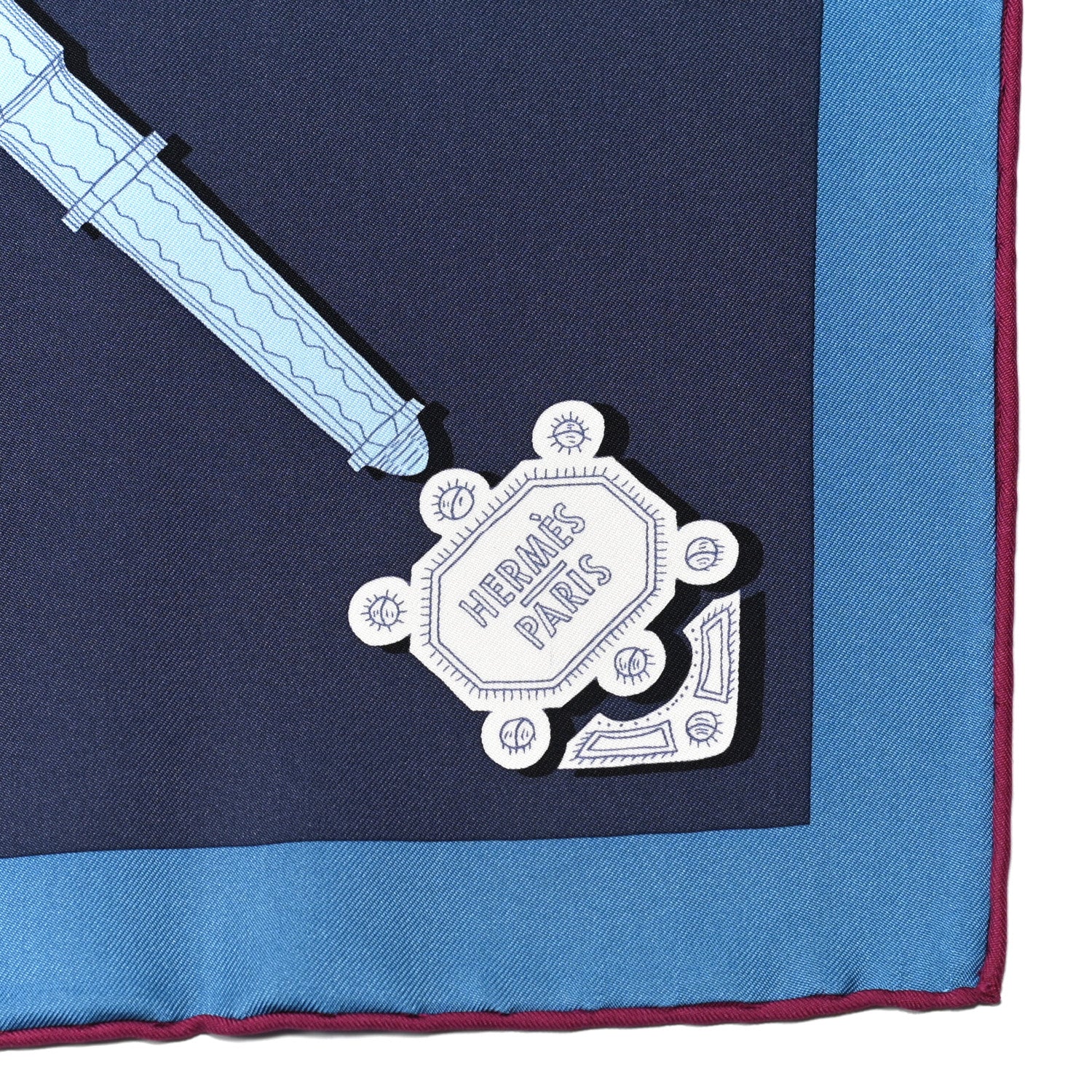 Hermes Silk Merveilleuses Lanternes Scarf 90 Marine Jaune Bleu Ciel 4 of 6