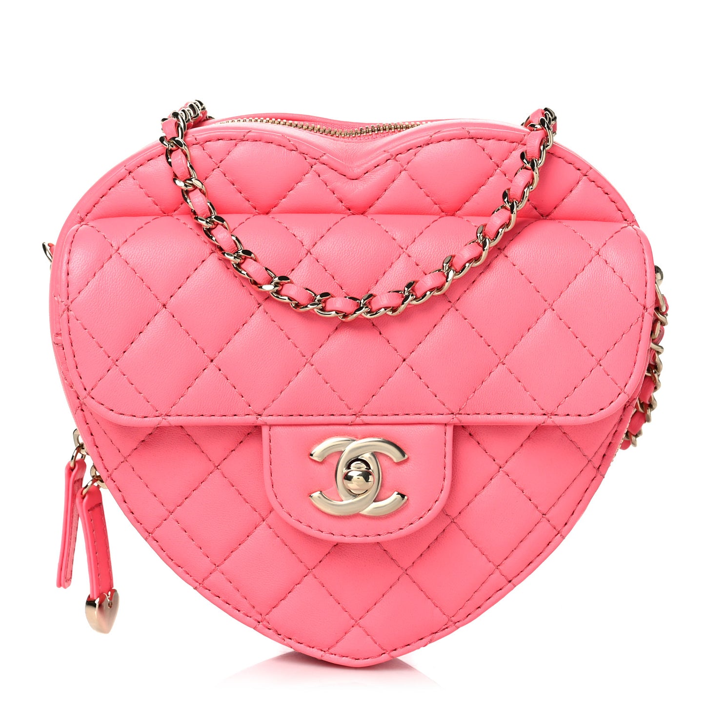 Lambskin Quilted CC In Love Heart Bag Pink