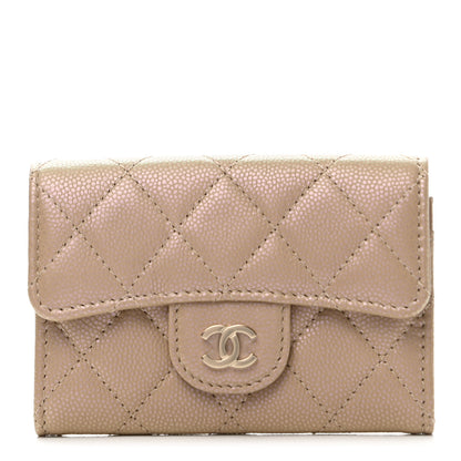 Chanel Iridescent Calfskin Quilted Flap Card Holder Wallet Beige 1 of 9