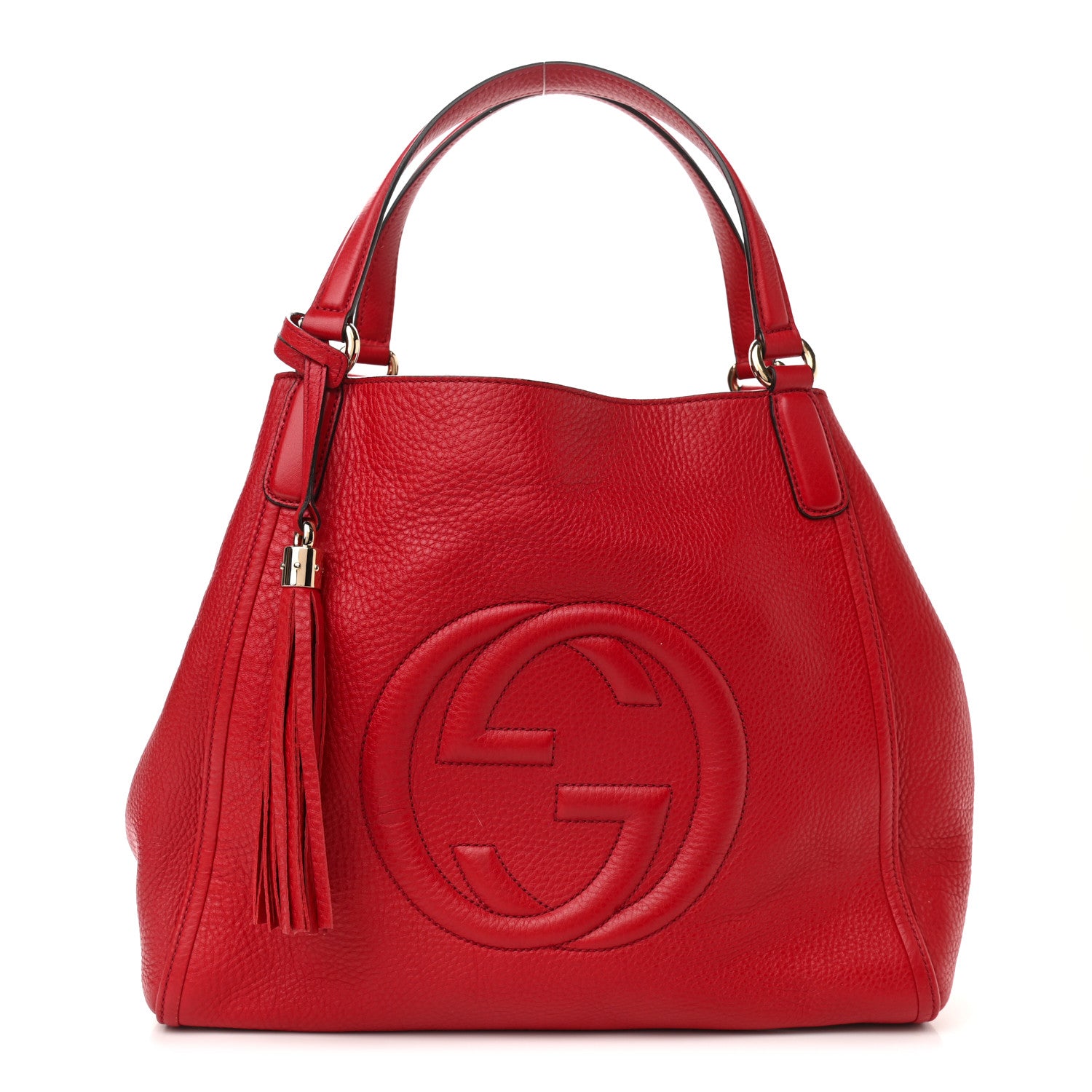 Gucci Pebbled Calfskin Medium Soho Shoulder Bag Red 1 of 9