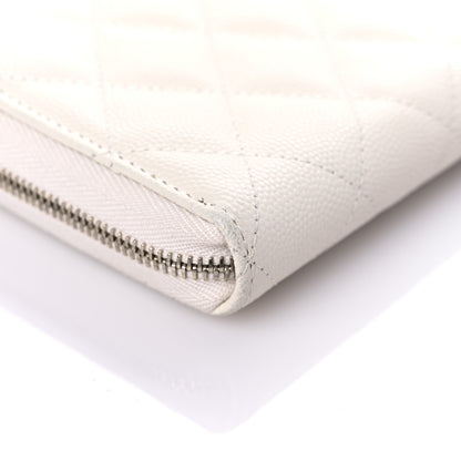 Chanel Caviar Quilted Large Gusset Zip Around Wallet White 11 of 17