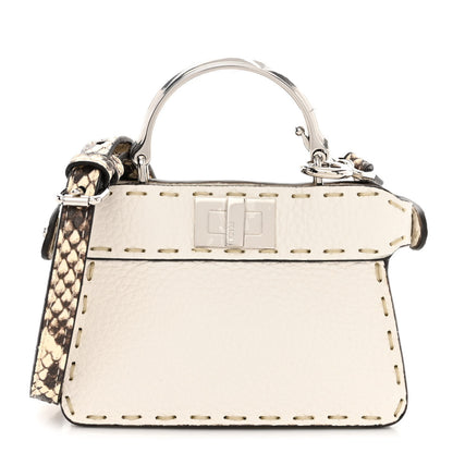 Fendi Vitello Granato Elaphe Python Embossed Sellerissima Nano Peekaboo Maxi Handle Satchel White 1 of 10
