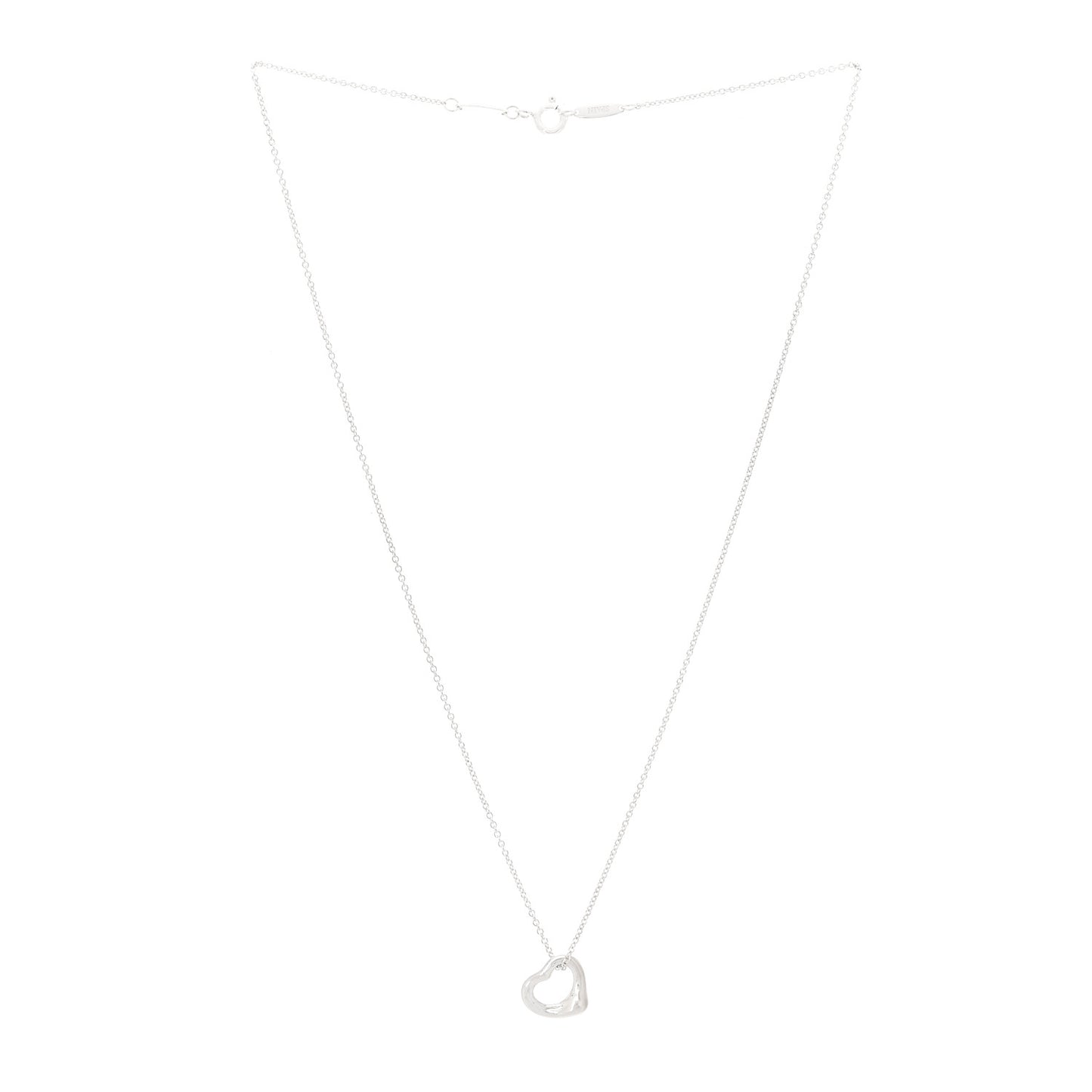 Sterling Silver 11mm Elsa Peretti Open Heart Pendant Necklace
