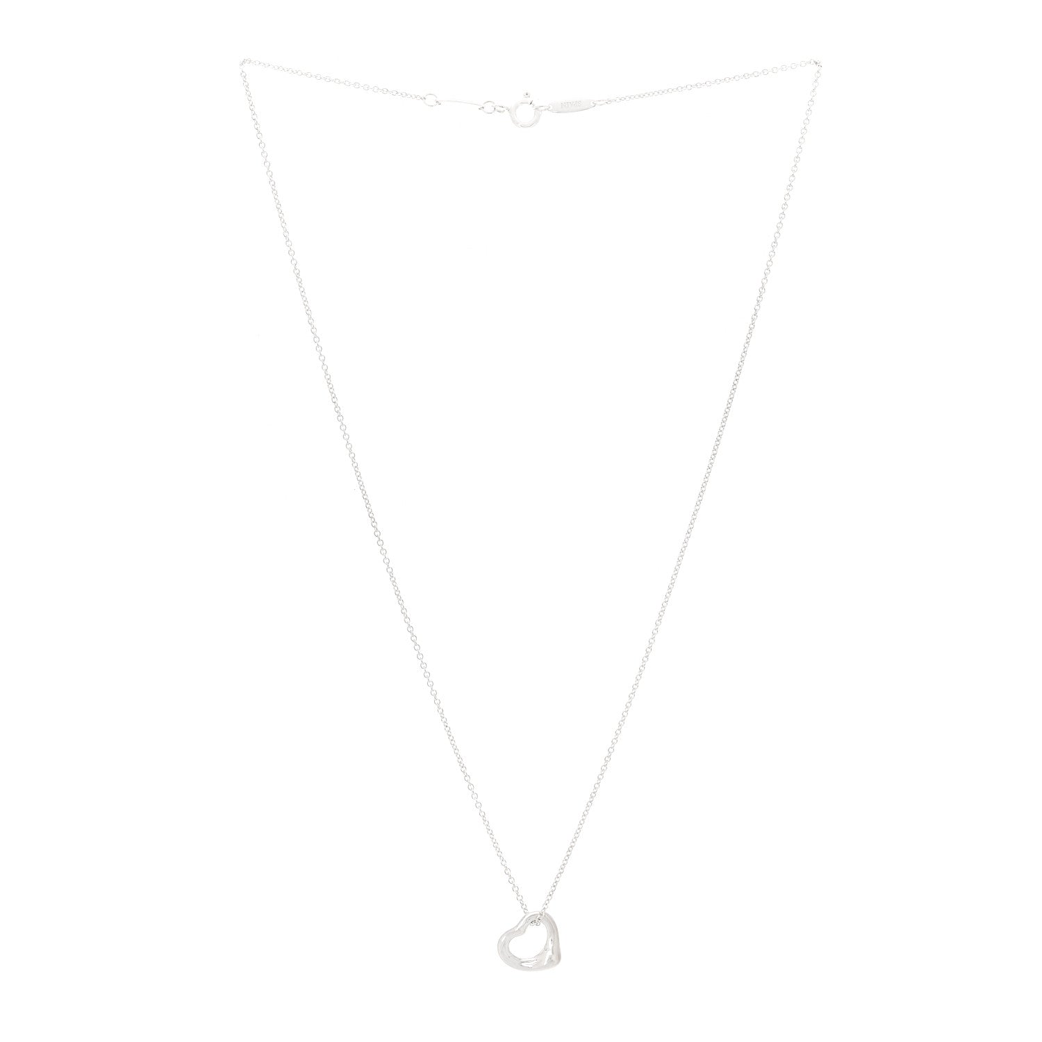 Tiffany Sterling Silver 11mm Elsa Peretti Open Heart Pendant Necklace 3 of 7