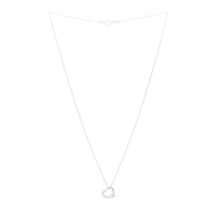 Tiffany Sterling Silver 11mm Elsa Peretti Open Heart Pendant Necklace 3 of 7