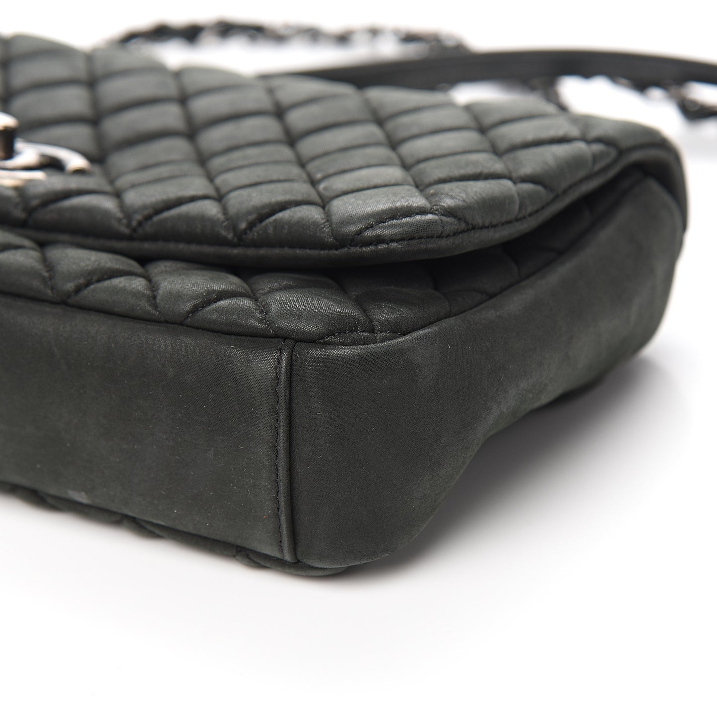 Iridescent Calfskin Small New Bubble Quilt Flap Black