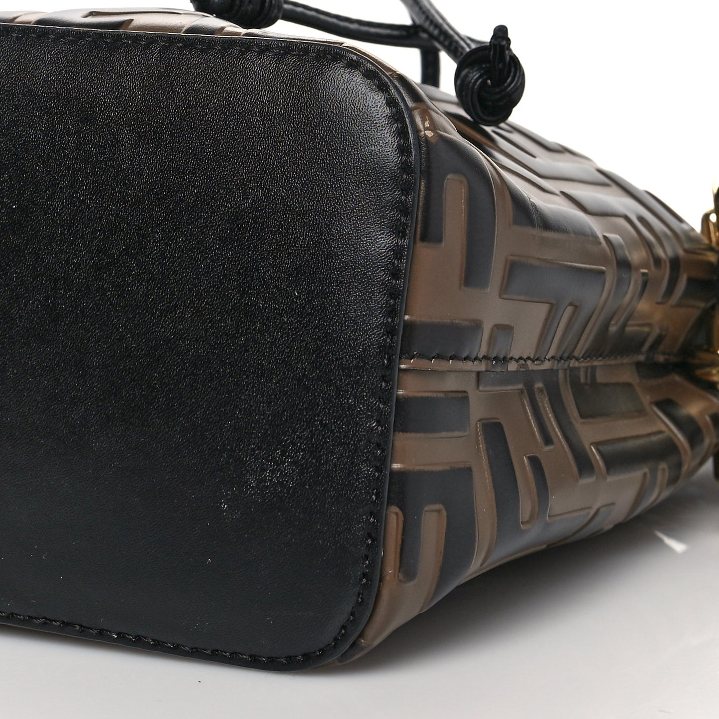 Vitello Liberty F is Fendi Bi-Color FF 1974 Embossed Mini Mon Tresor Bucket Bag Maya Black