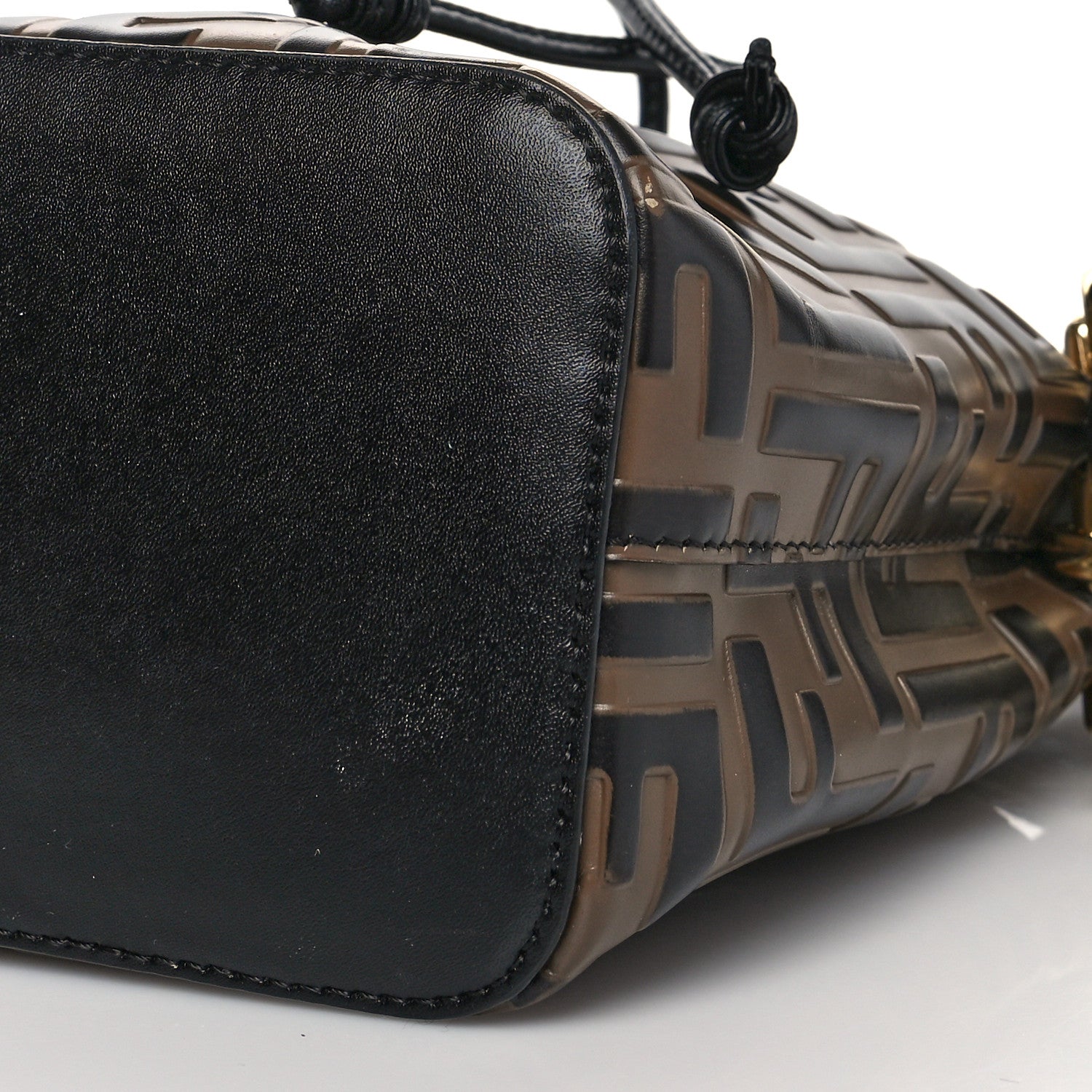Fendi Vitello Liberty F is Fendi Bi-Color FF 1974 Embossed Mini Mon Tresor Bucket Bag Maya Black 11 of 11