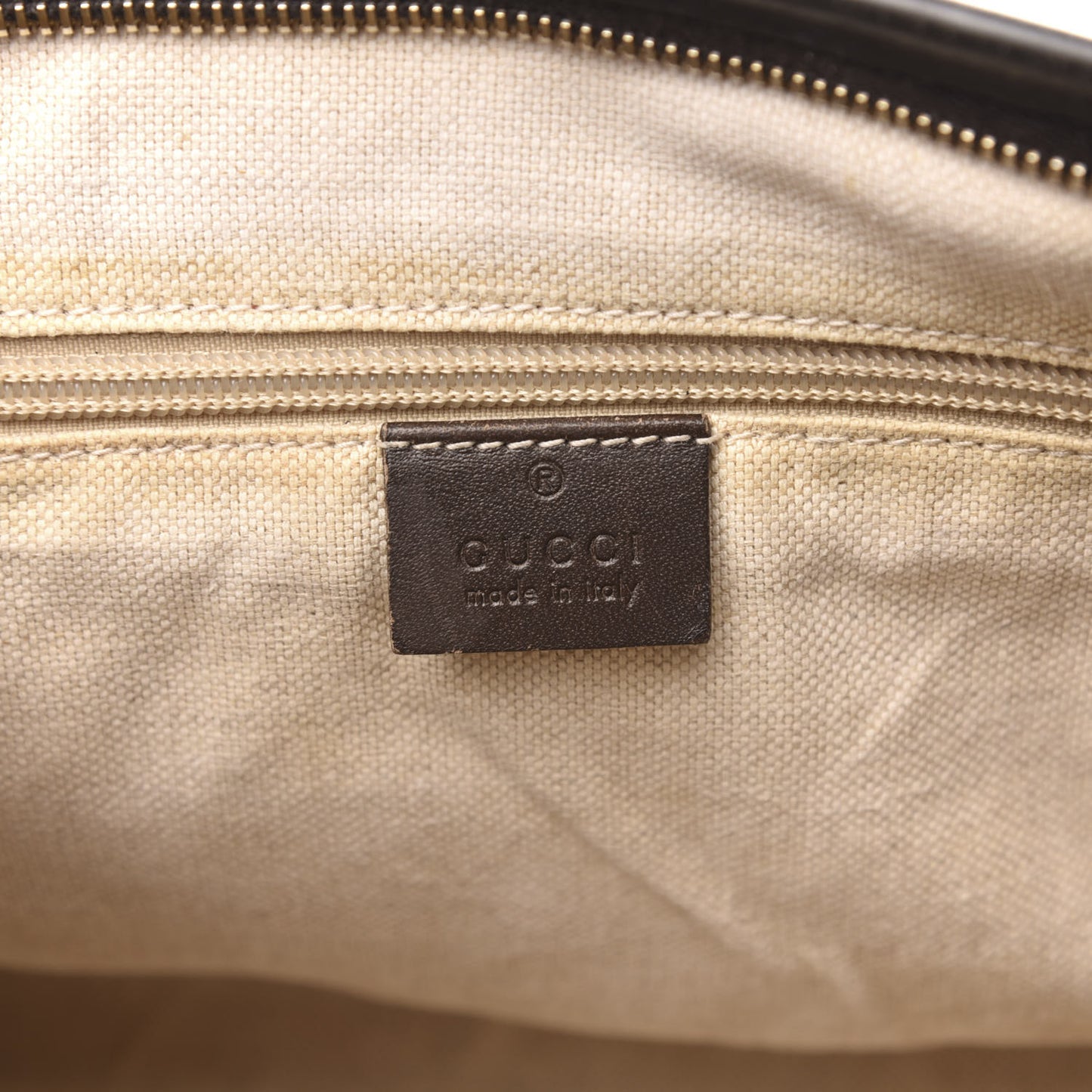 GG Supreme Monogram Small Zippered Tote Dark Brown