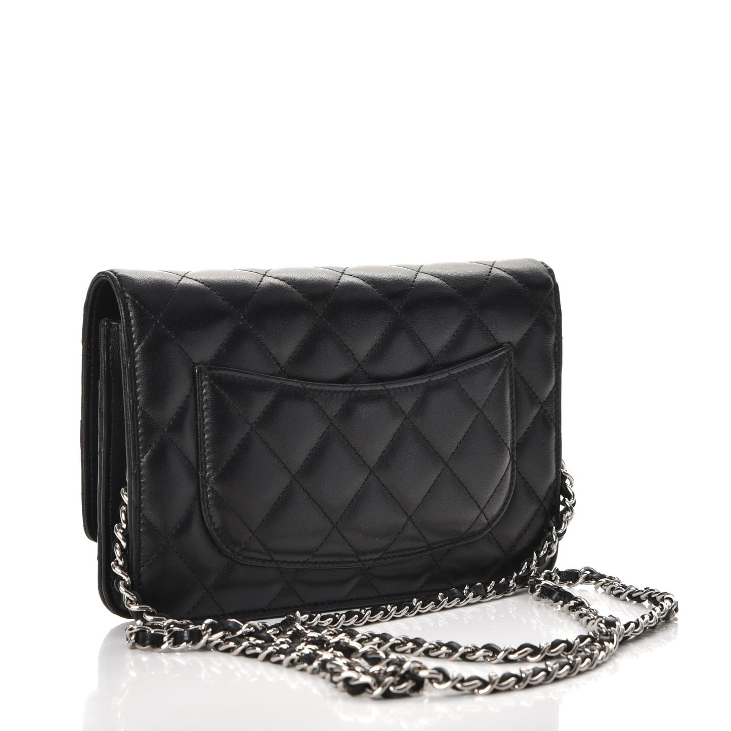 Lambskin Quilted Wallet On Chain WOC Black