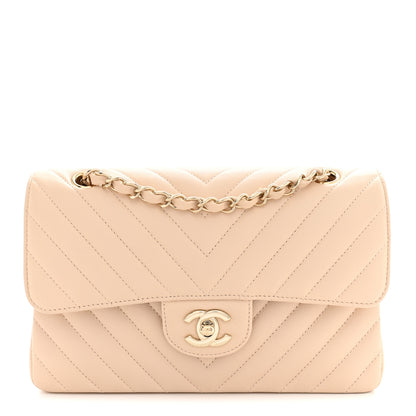 Chanel Caviar Chevron Quilted Small Double Flap Beige 1 of 12