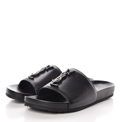 Saint Laurent Lambskin Joan Slide Sandals 35.5 Black 3 of 9