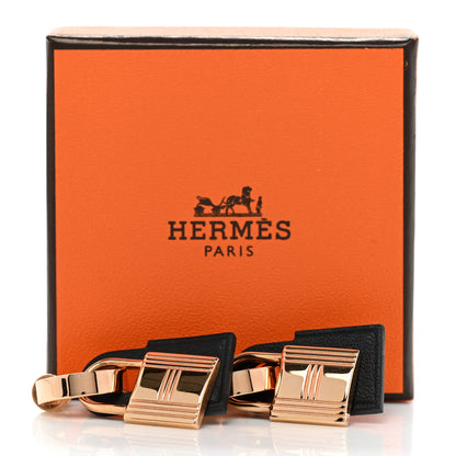 Hermes Rose Gold Swift O'Kelly Earrings Black 6 of 6