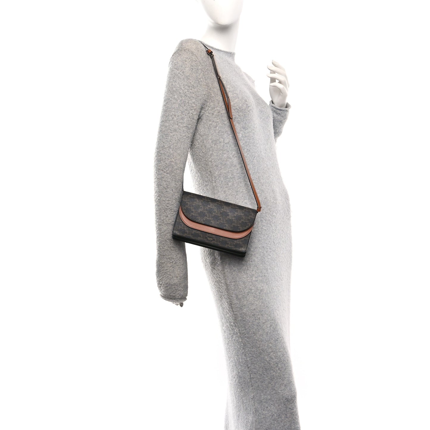 Triomphe Canvas Lambskin Wallet On Strap Tan