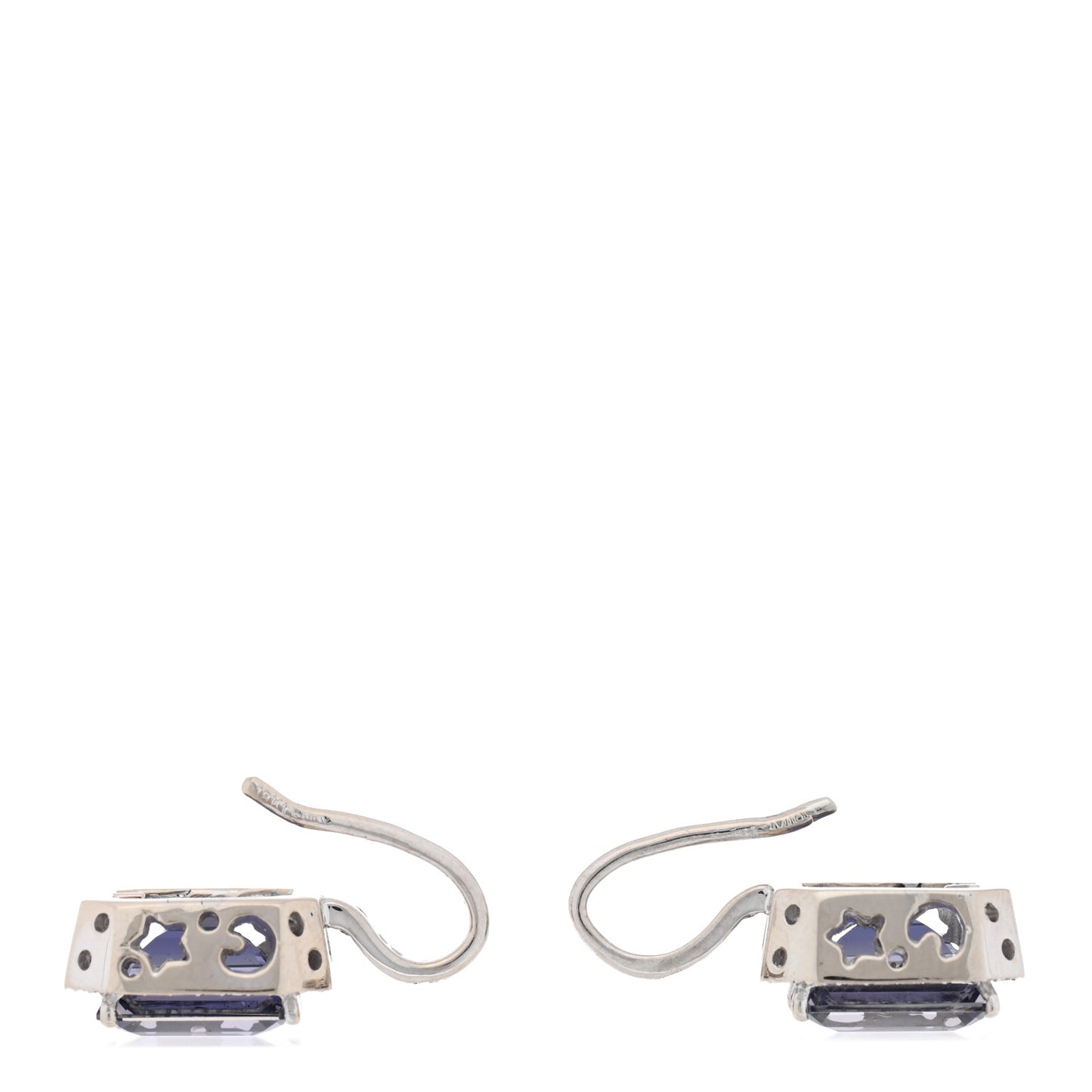 18K White Gold Diamond Iolite Earrings