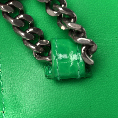 Balenciaga Shiny Calfskin Crocodile Embossed Hourglass Chain Bag Vivid Green 12 of 13