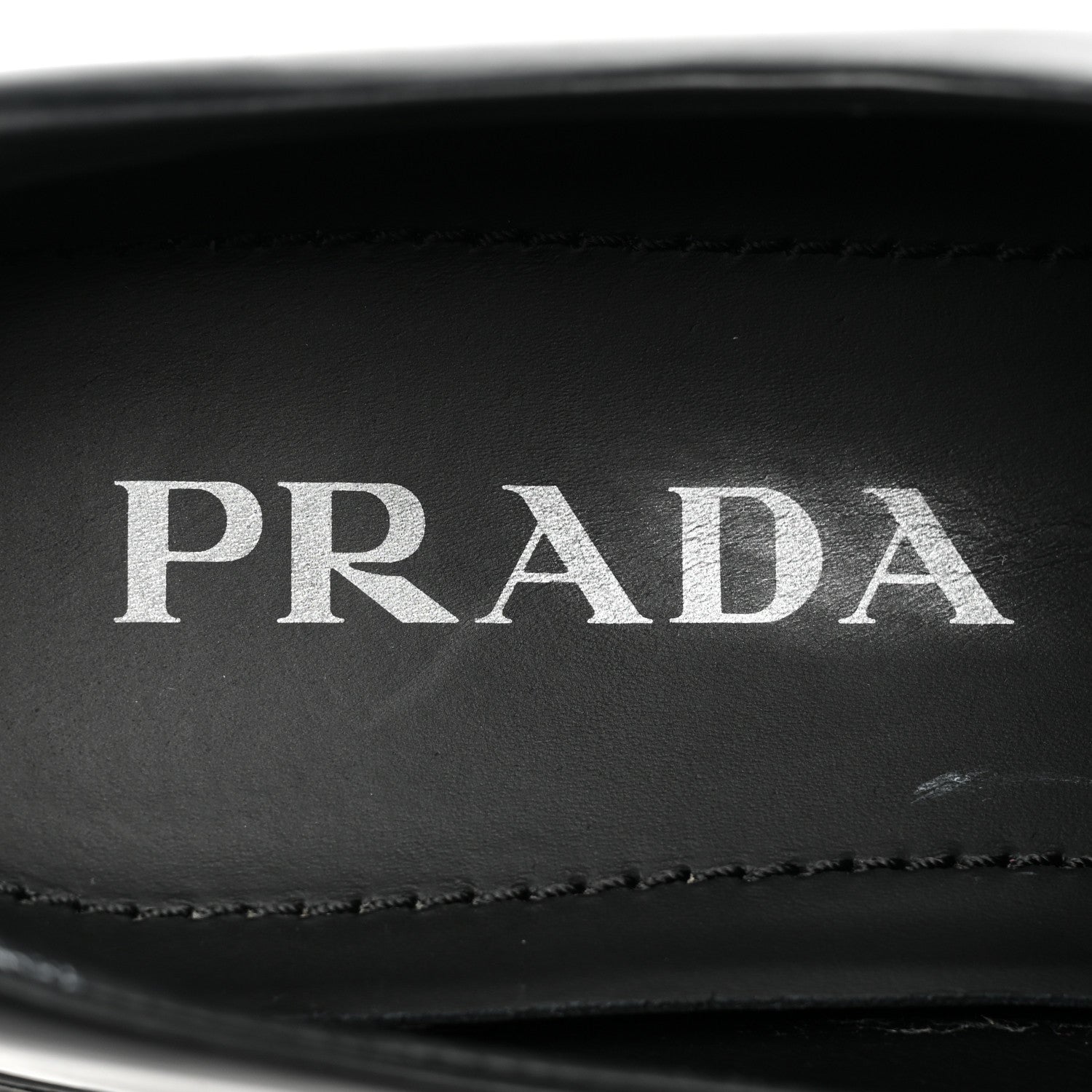 Prada Spazzolato Rois Metal Triangle Logo Monolith 55mm Loafers 37.5 Black 9 of 23