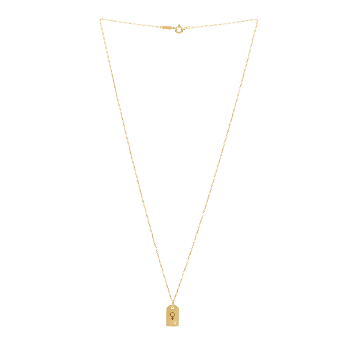 18K Yellow Gold Diamond Mini Tag Pendant Necklace