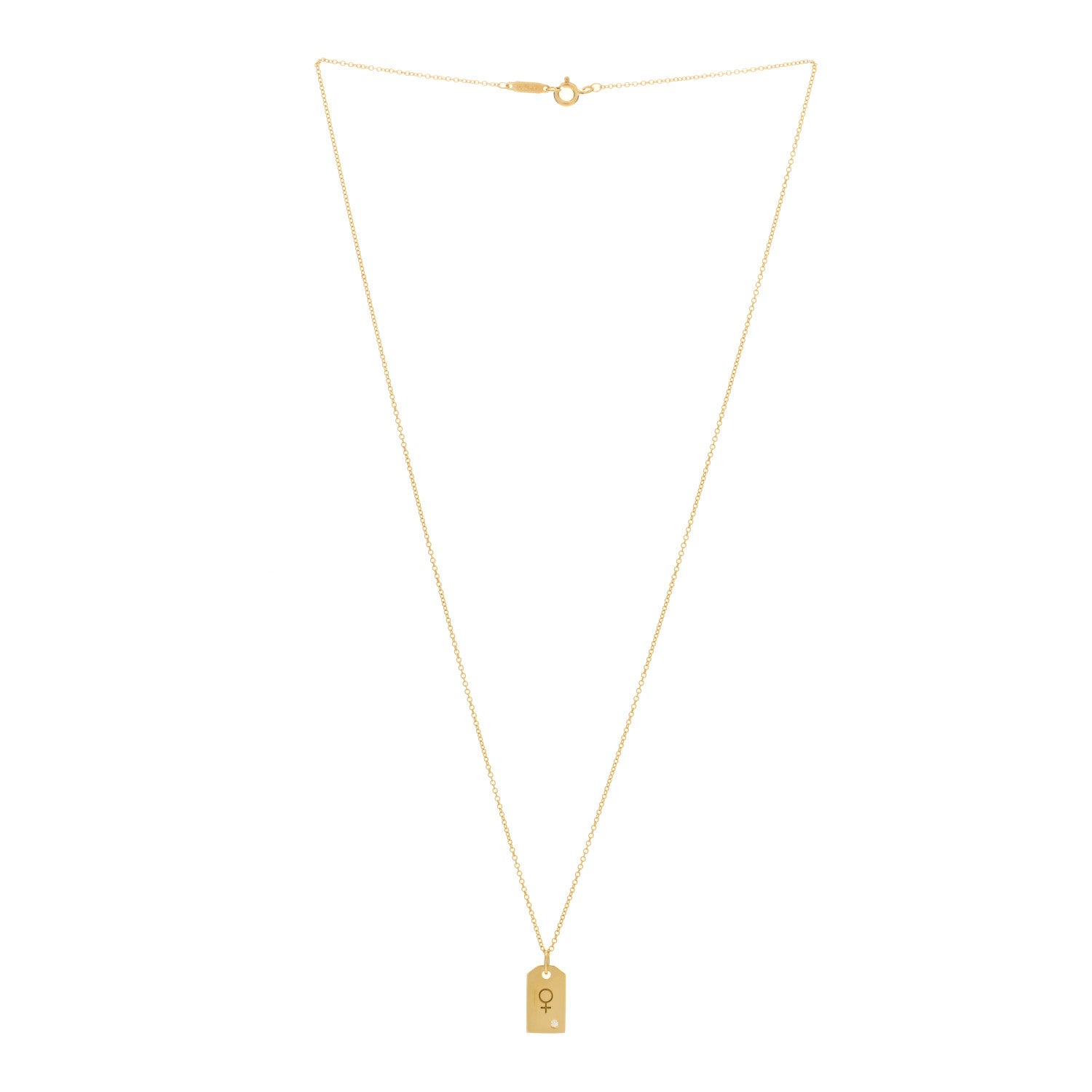 Tiffany 18K Yellow Gold Diamond Mini Tag Pendant Necklace 2 of 3