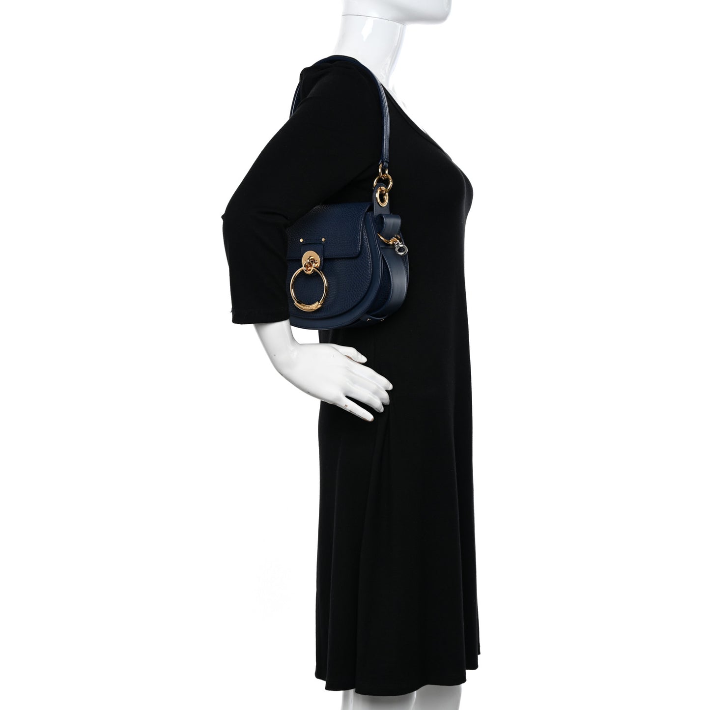 Grained Calfskin Small Tess Bag Deep Ocean Blue