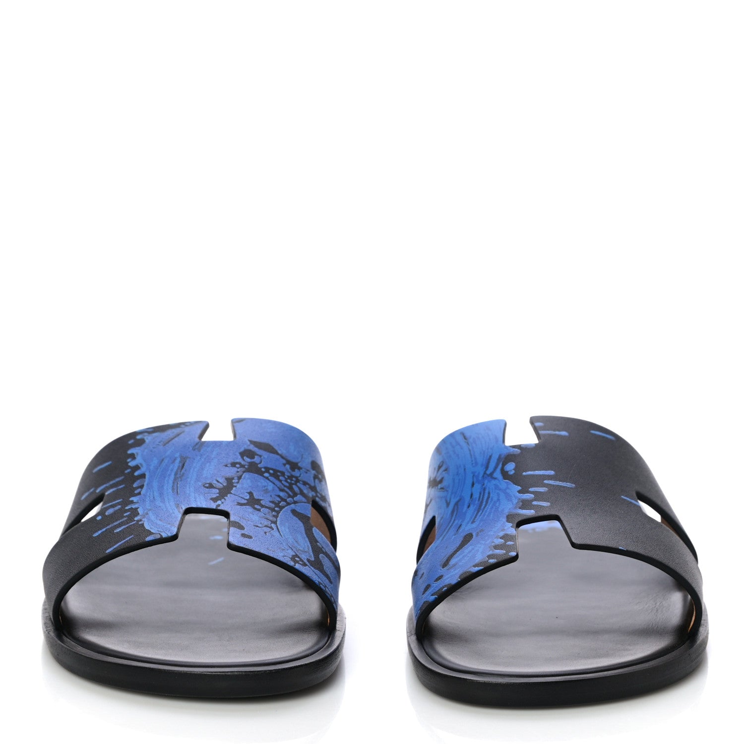 Hermes Calfskin Mens Peinture Fraiche Izmir Sandals 42.5 Bleu Electrique 2 of 16