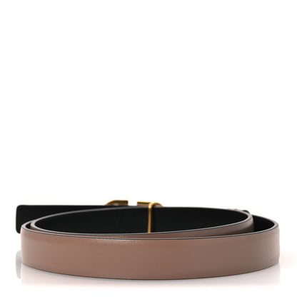 Valentino Garavani Glossy Calfskin VLogo Reversible 40mm Belt 75 30 Smokey Beige Black 3 of 7