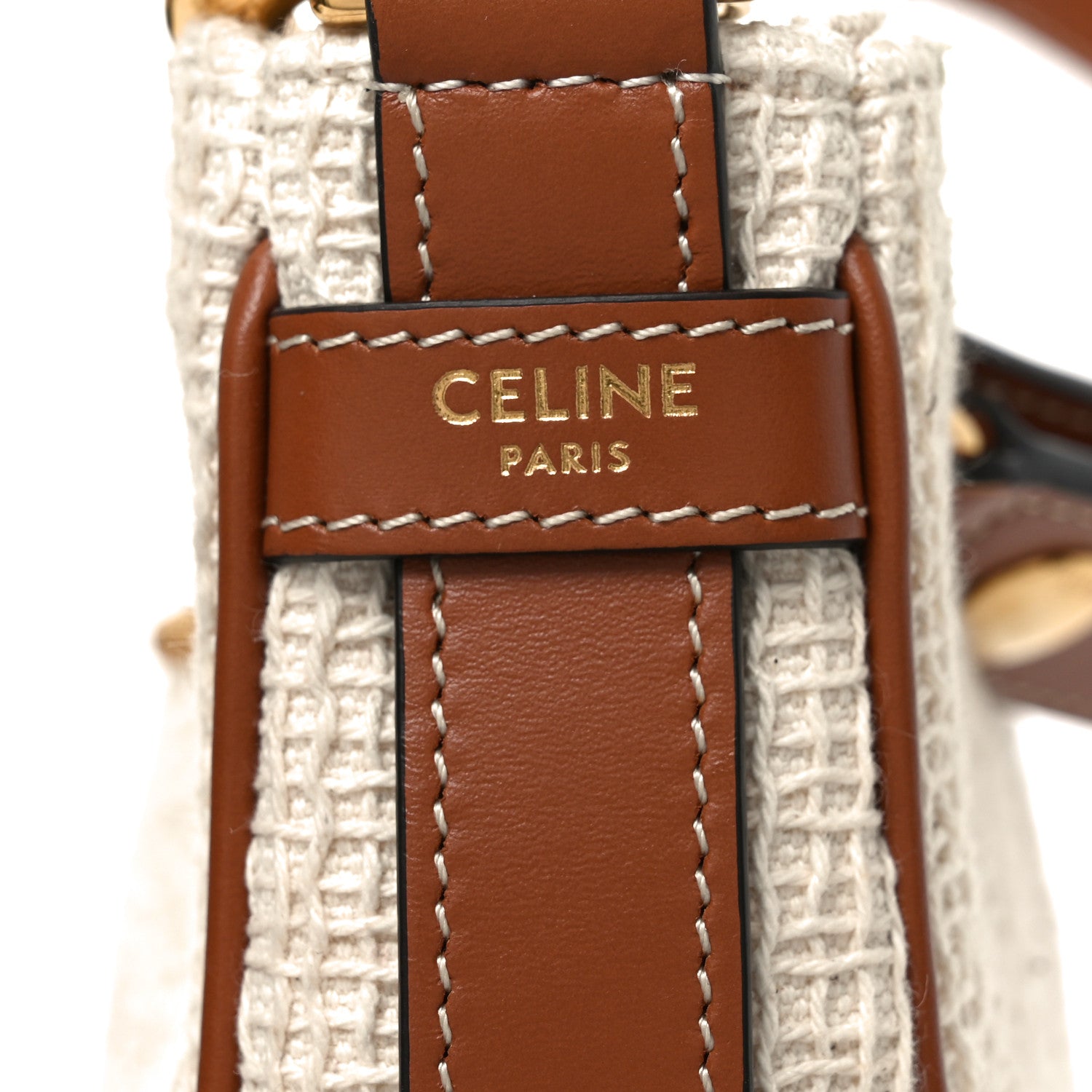 Celine Crochet Embroidered Ava Triomphe Shoulder Bag White Tan 6 of 10