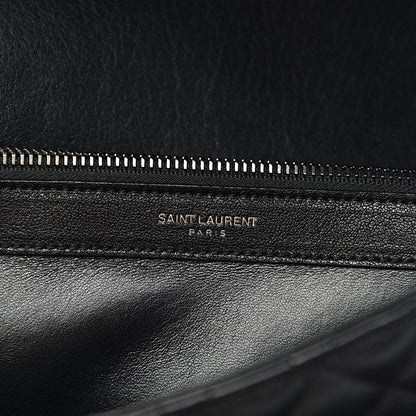 Saint Laurent Calfskin Mixed Matelasse Triquilt Large Monogram Satchel Black 7 of 11
