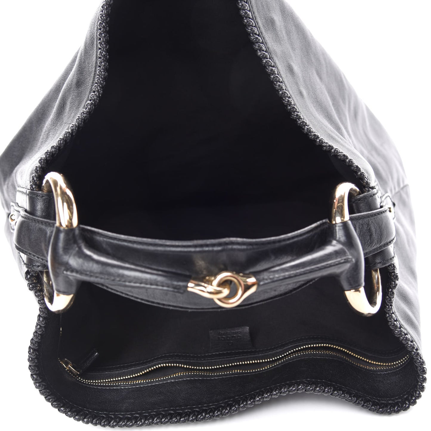 Calfskin Large Horsebit Chain Hobo Black