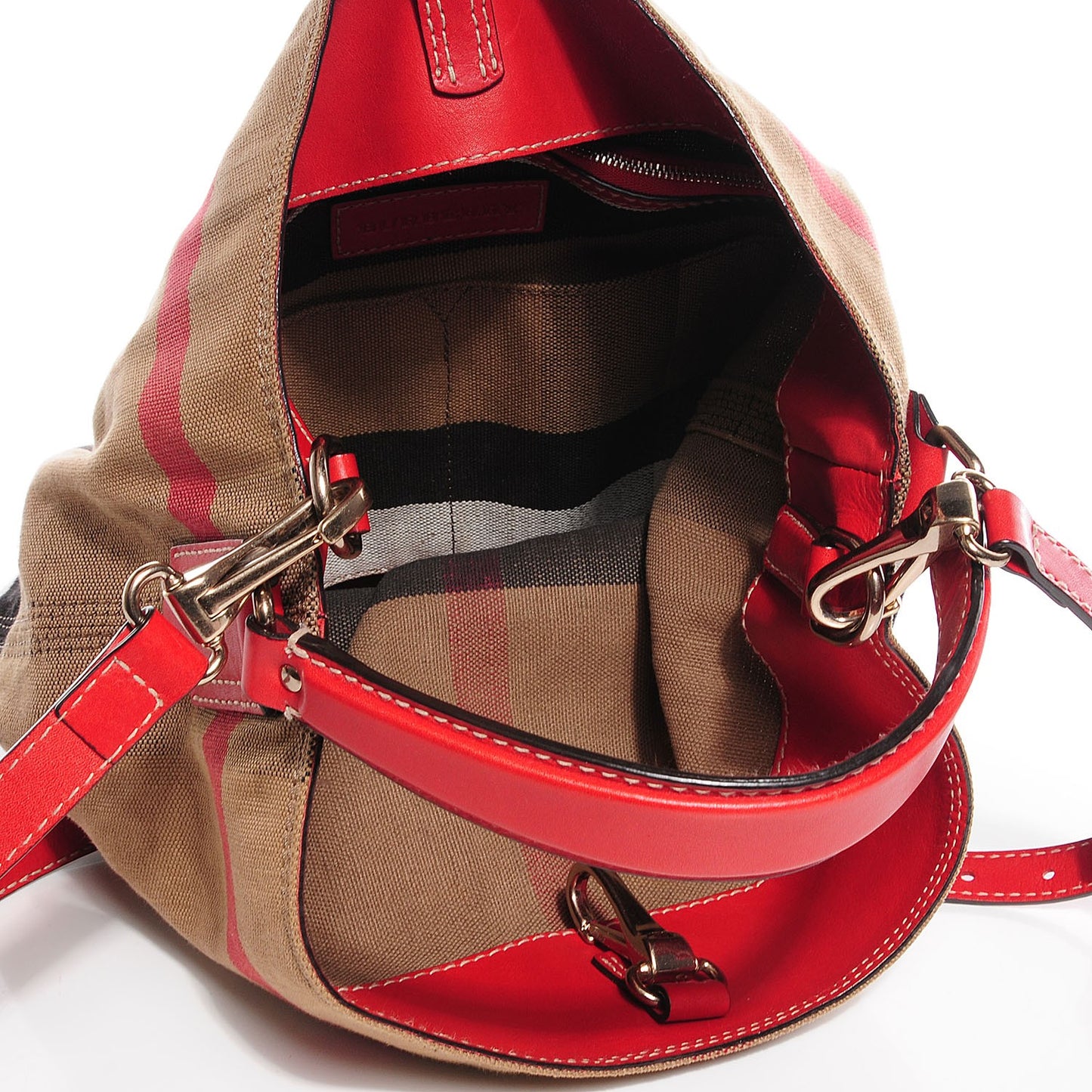 Canvas Mega Check Medium Ashby Hobo Cadmium Red