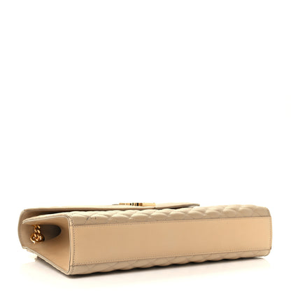 Saint Laurent Grain De Poudre Mixed Matelasse Large Triquilt Monogram Satchel Nude Powder 4 of 11