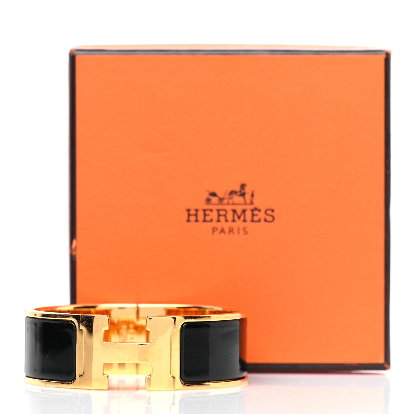 Enamel Wide Clic Clac H Bracelet GM Black