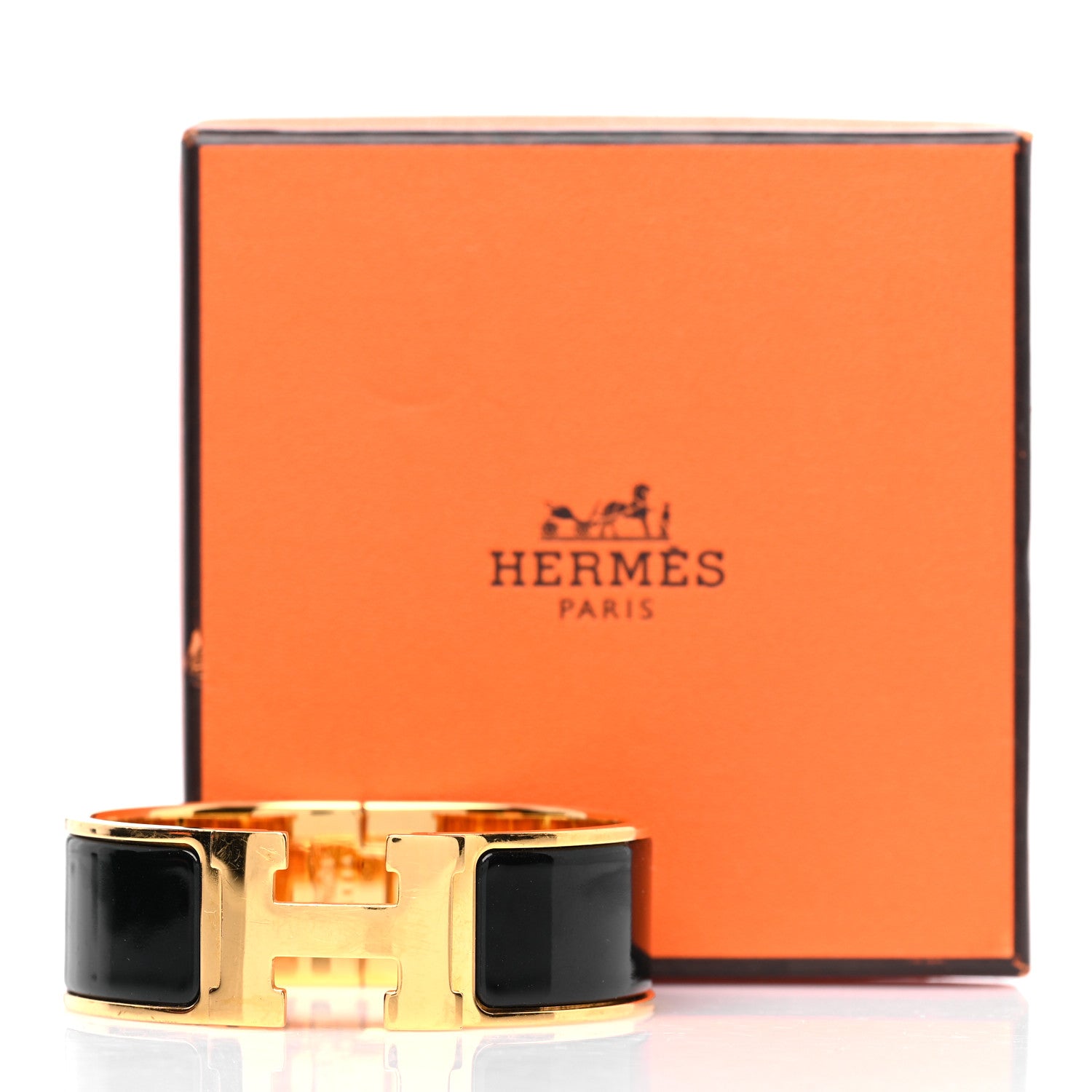 Hermes Enamel Wide Clic Clac H Bracelet GM Black 6 of 6