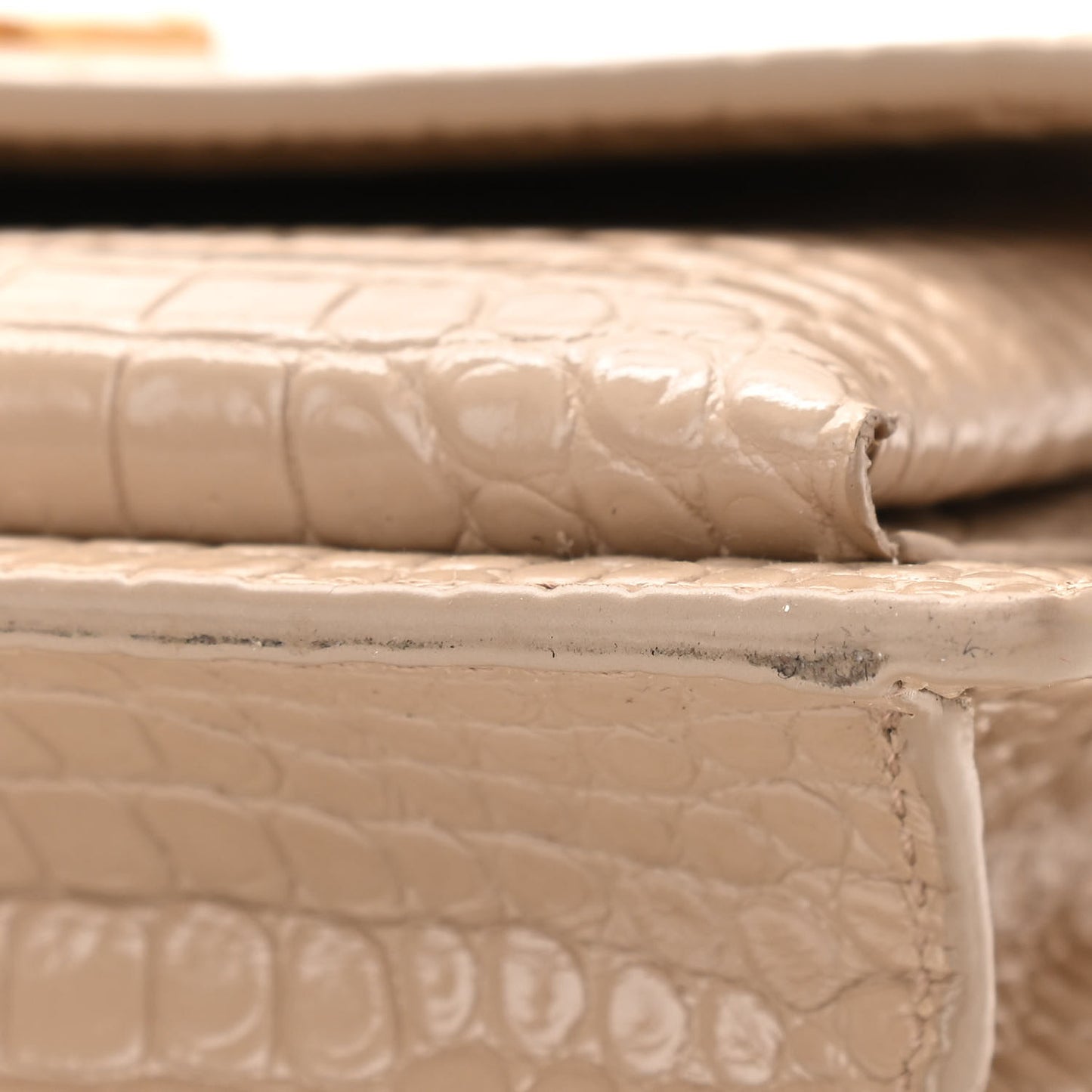 Calfskin Crocodile Embossed Medium Monogram Sunset Dark Beige