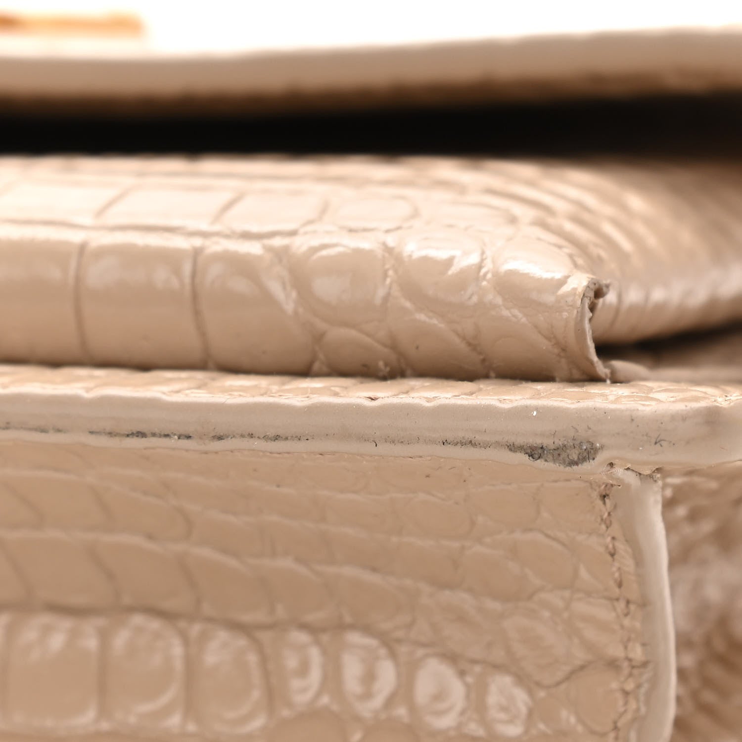 Saint Laurent Calfskin Crocodile Embossed Medium Monogram Sunset Dark Beige 11 of 11