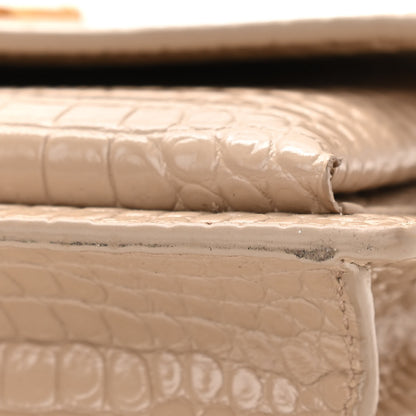 Saint Laurent Calfskin Crocodile Embossed Medium Monogram Sunset Dark Beige 11 of 11