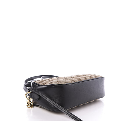 Gucci Monogram Matelasse Diagonal Small GG Marmont Chain Shoulder Bag Beige Black 3 of 11