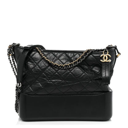 Chanel Aged Calfskin Quilted Medium Gabrielle Hobo Black 1 of 17