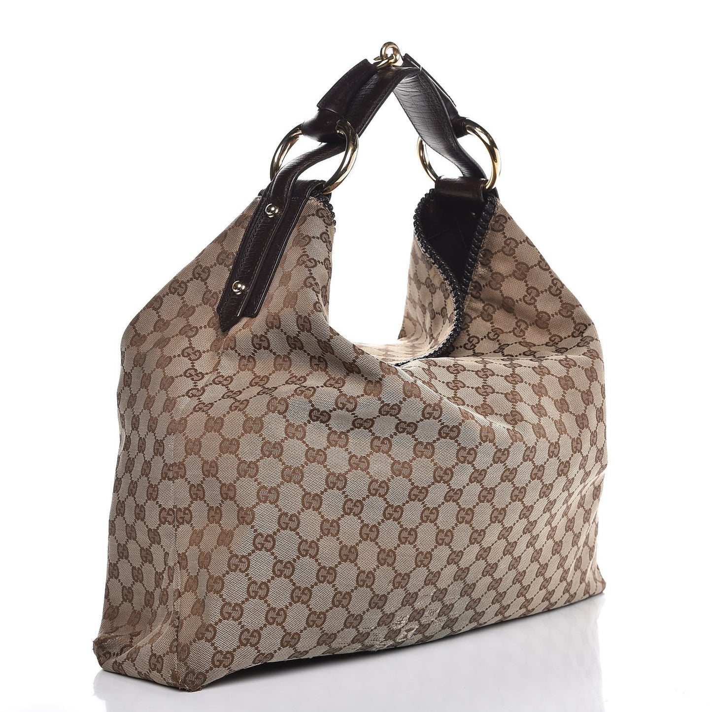 Monogram Large Horsebit Chain Hobo Dark Brown