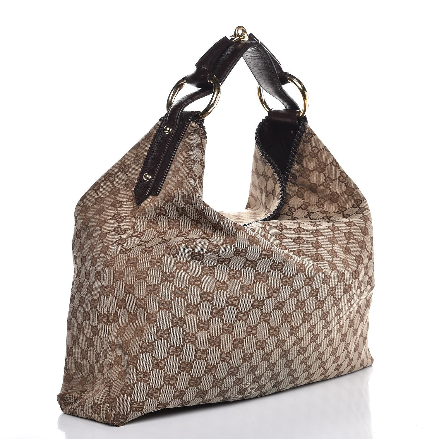 Gucci Monogram Large Horsebit Chain Hobo Dark Brown 3 of 11