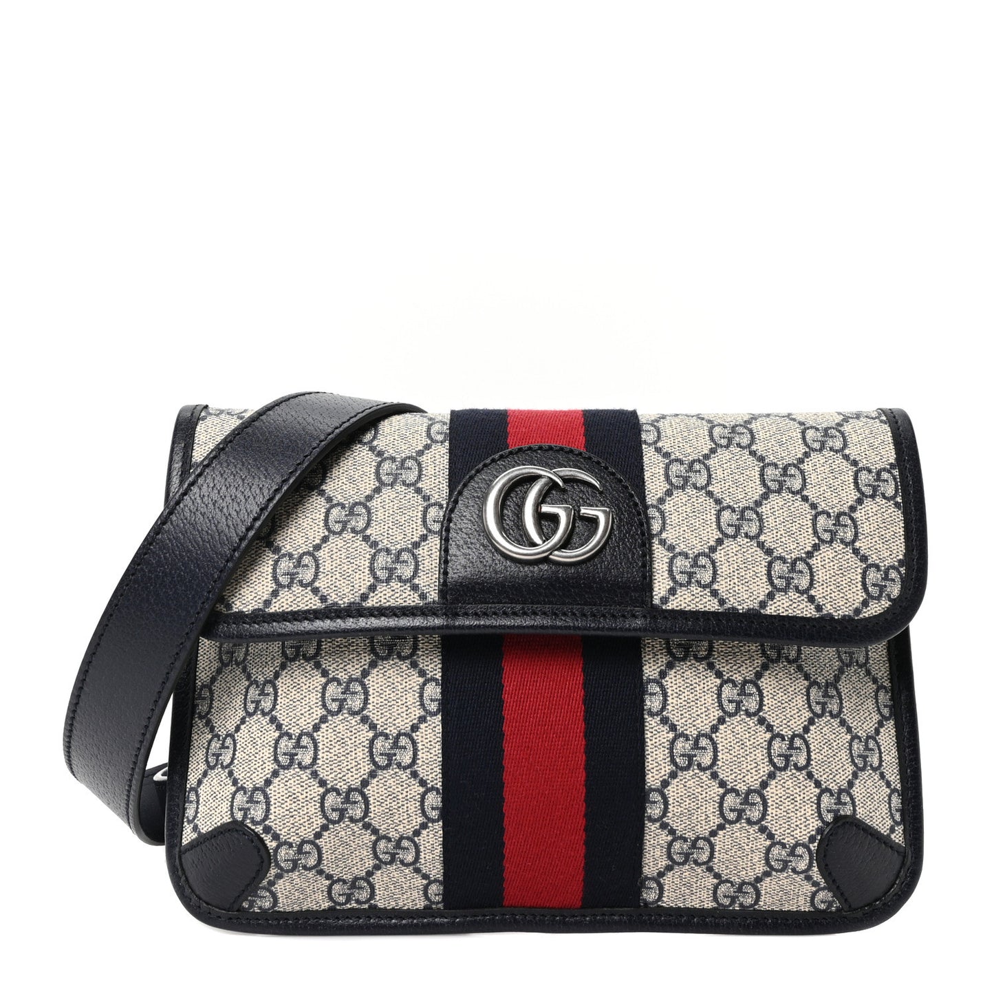 GG Supreme Monogram Web Small Ophidia Belt Bag 90 36 Beige Navy