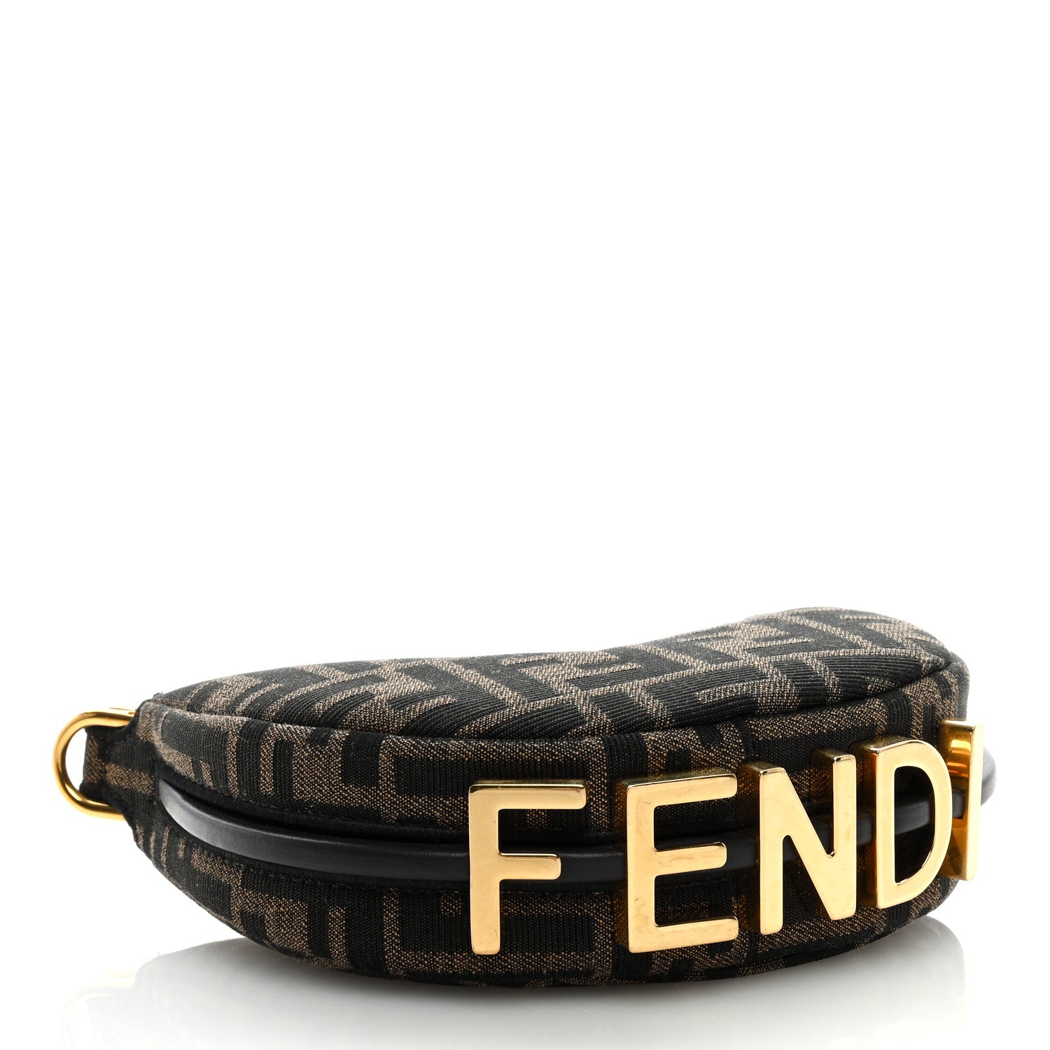 Fendi Fabric Jacquard FF 1974 Nano Fendigraphy Hobo Charm Tobacco Moro 3 of 8